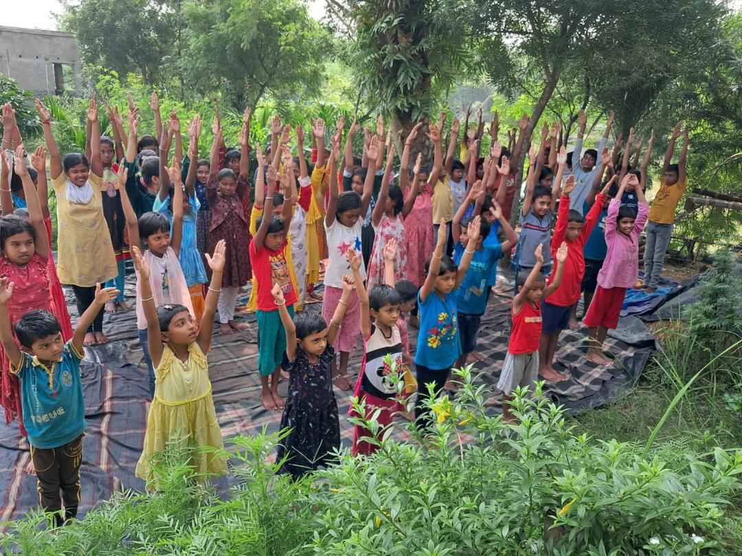 Children learning outdoors